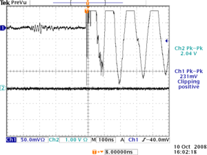 Noise from THGEMD strips and no pulse CFD HV3000Volts 11-9-08.png